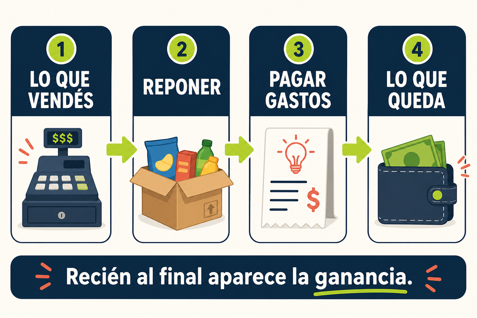 El recorrido desde la venta hasta la ganancia de un kiosco